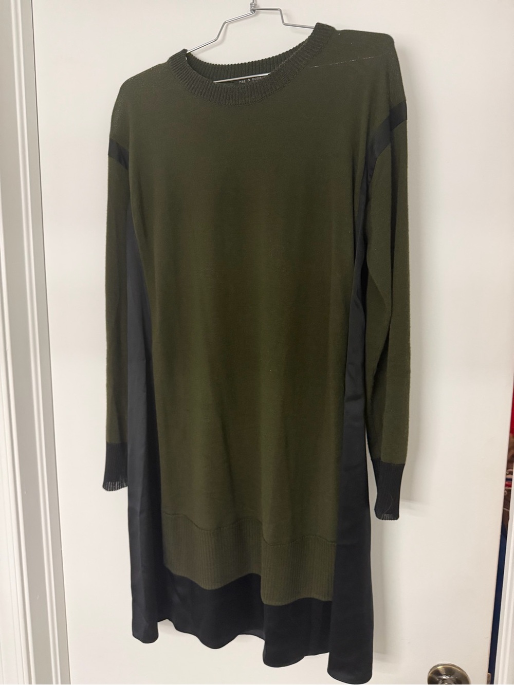 rag & bone Olive and Charcoal Layered Long-Sleeve Dress - Picture 6 of 6